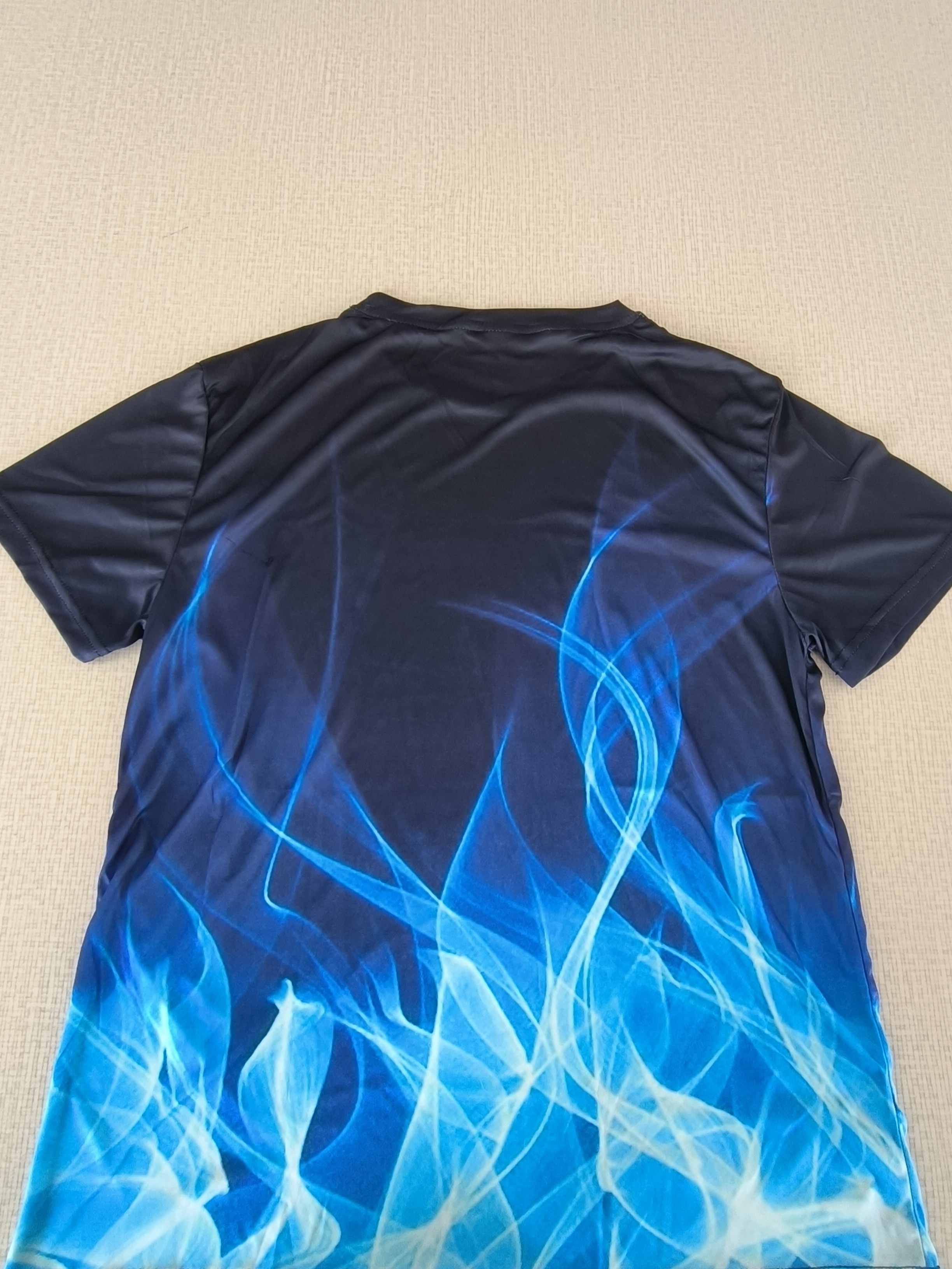 Black shirt with blue hot sale flames