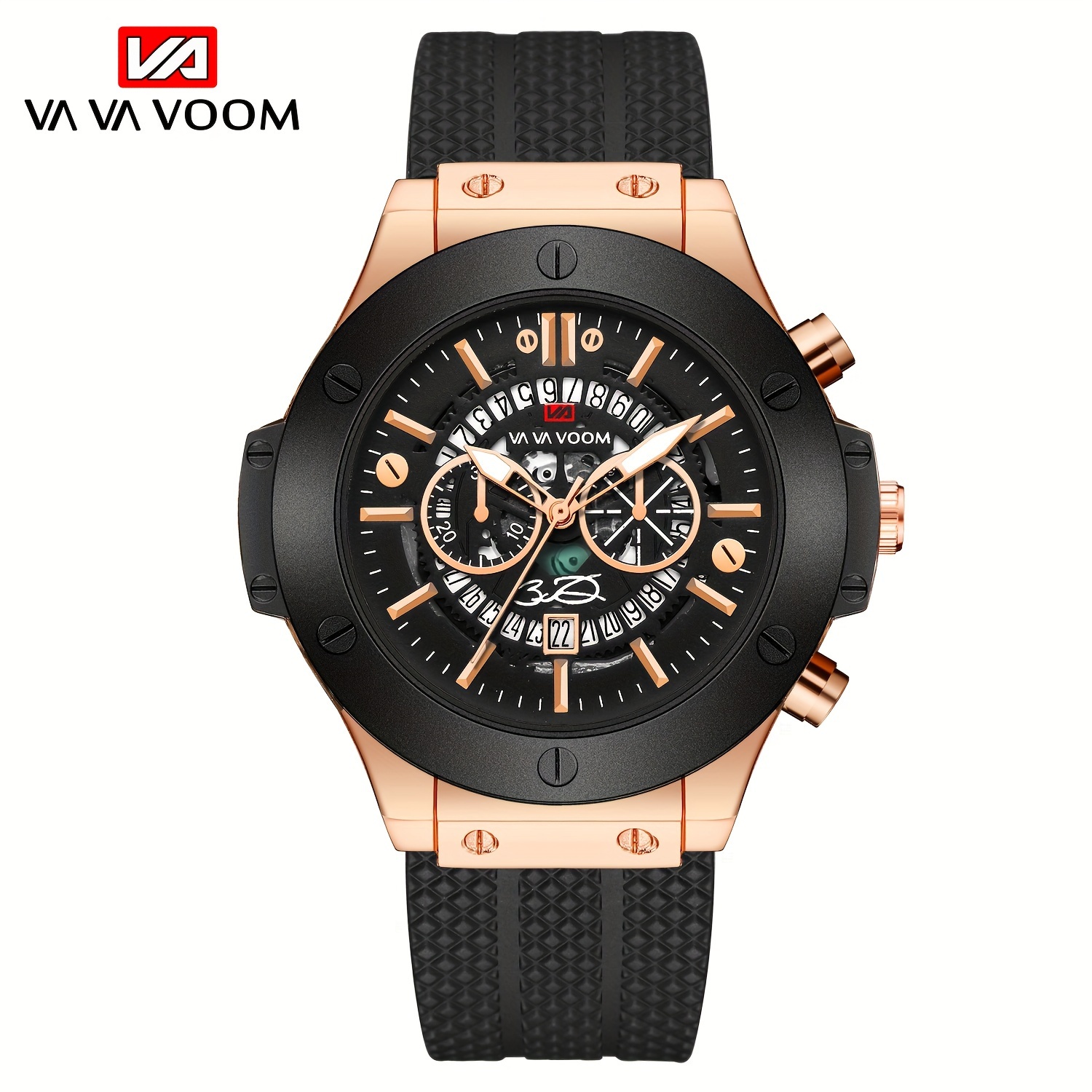 Va Va Voom Mens Sports Watch Waterproof Casual Hollow Calendar Business  Mens Watch With Silicone Strap Ideal Choice For Gifts, Free Shipping On  Items Shipped From Temu