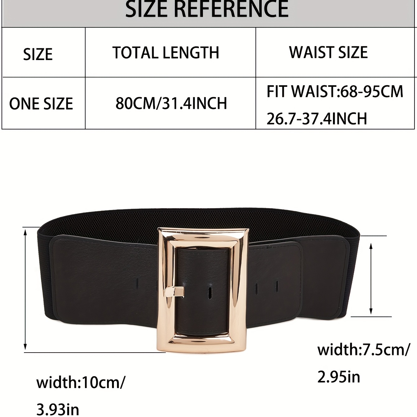 Women's Real Leather Waist Belt Elastic Wide Waistband Gold Double Buckle  Belt 