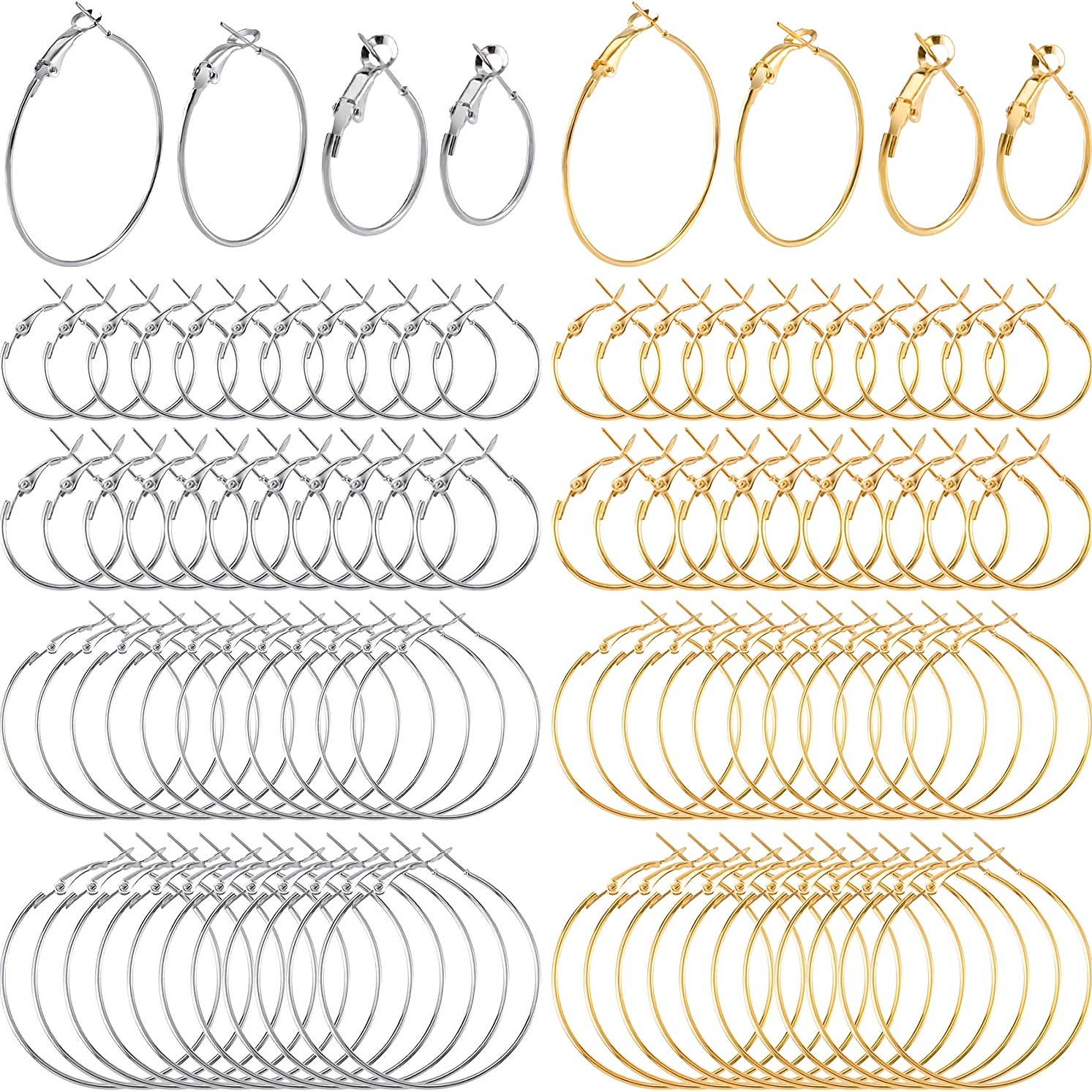 Earring Hoops for Jewelry Making, 100PCS 40mm 2 Colors Round