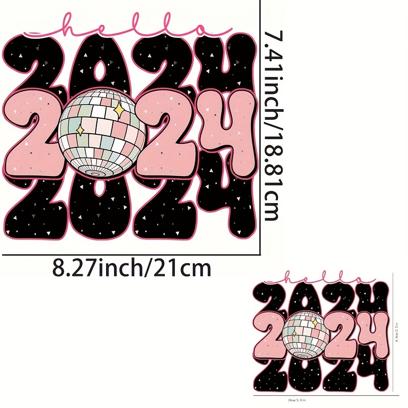 Hello 2024 Retro New Year Iron On Heat Transfers Vinyl For T - Temu