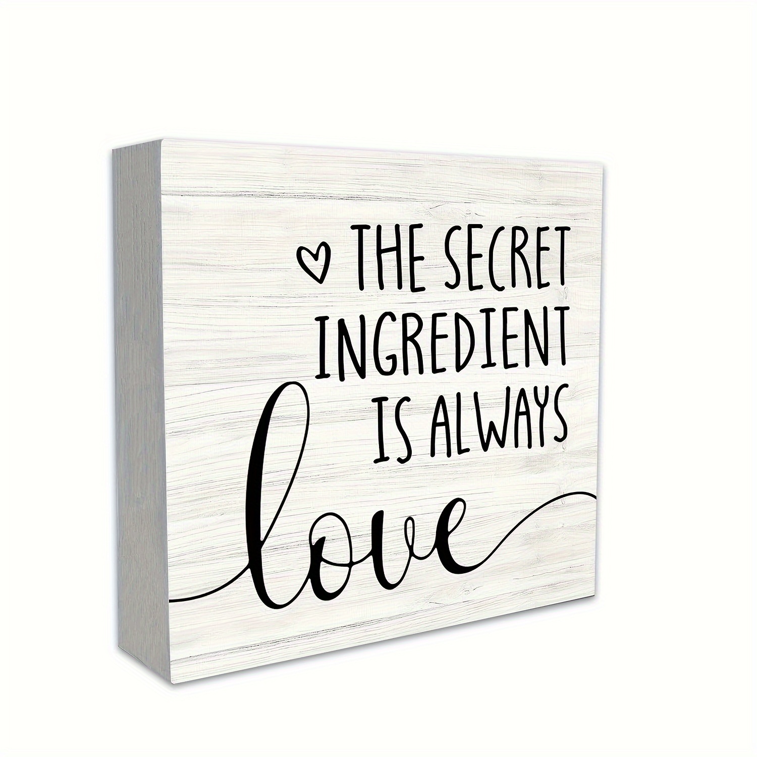 

1pc Kitchen Quote The Secret Ingredient Is Always Love Wood Box Sign Desk Decor, Rustic Wooden Block Box Sign Decoration For Farmhouse Home Kitchen Shelf Table Decor 5*5 Inches/12.7*12.7 Cm