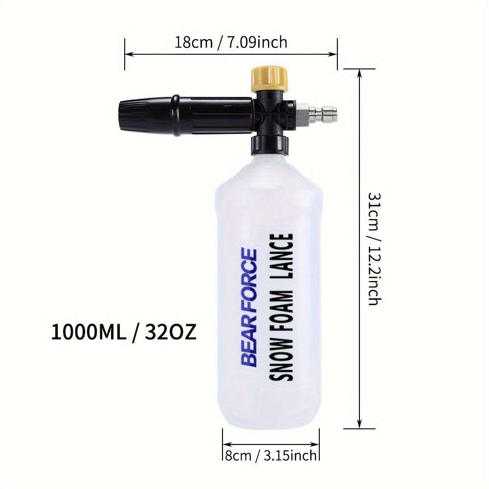 Générateur Mousse 1 Litre FreeTec Lance à Mousse 1L Pour Nettoyeur Haute Pression - Raccord Rapide 1/4 - Mousse épaisse Voiture, Moto Lance Mousse Karcher Compatible