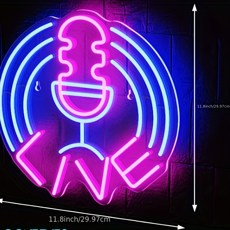 Aufnahme Neon LED Schild Mikrofon On Air Musik Studio Auf / Aus Licht Schild