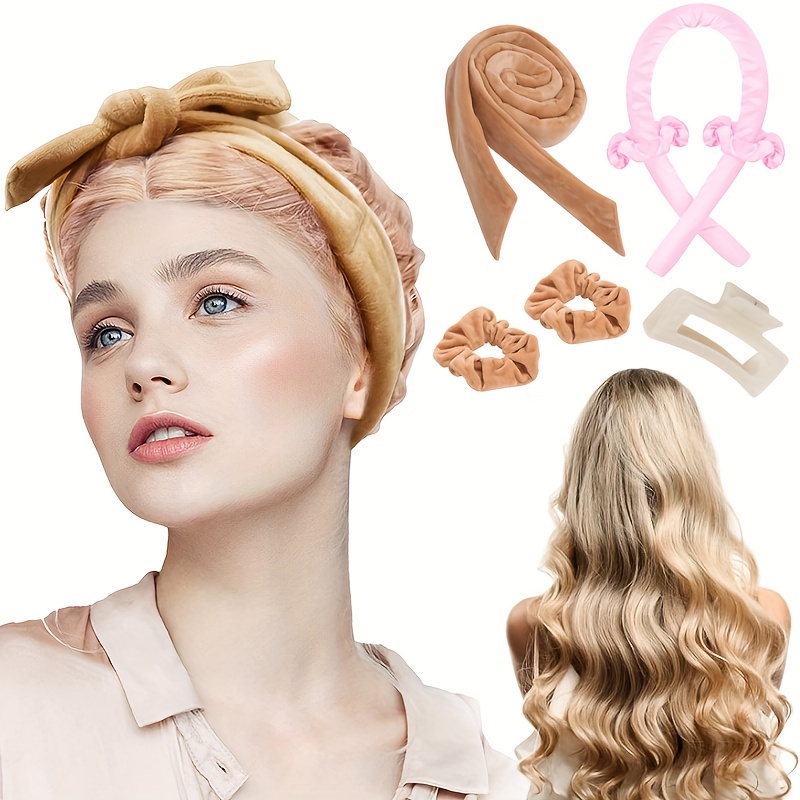 Leopard Print No Heat Curling Rod Headband Heatless Hair Curler For