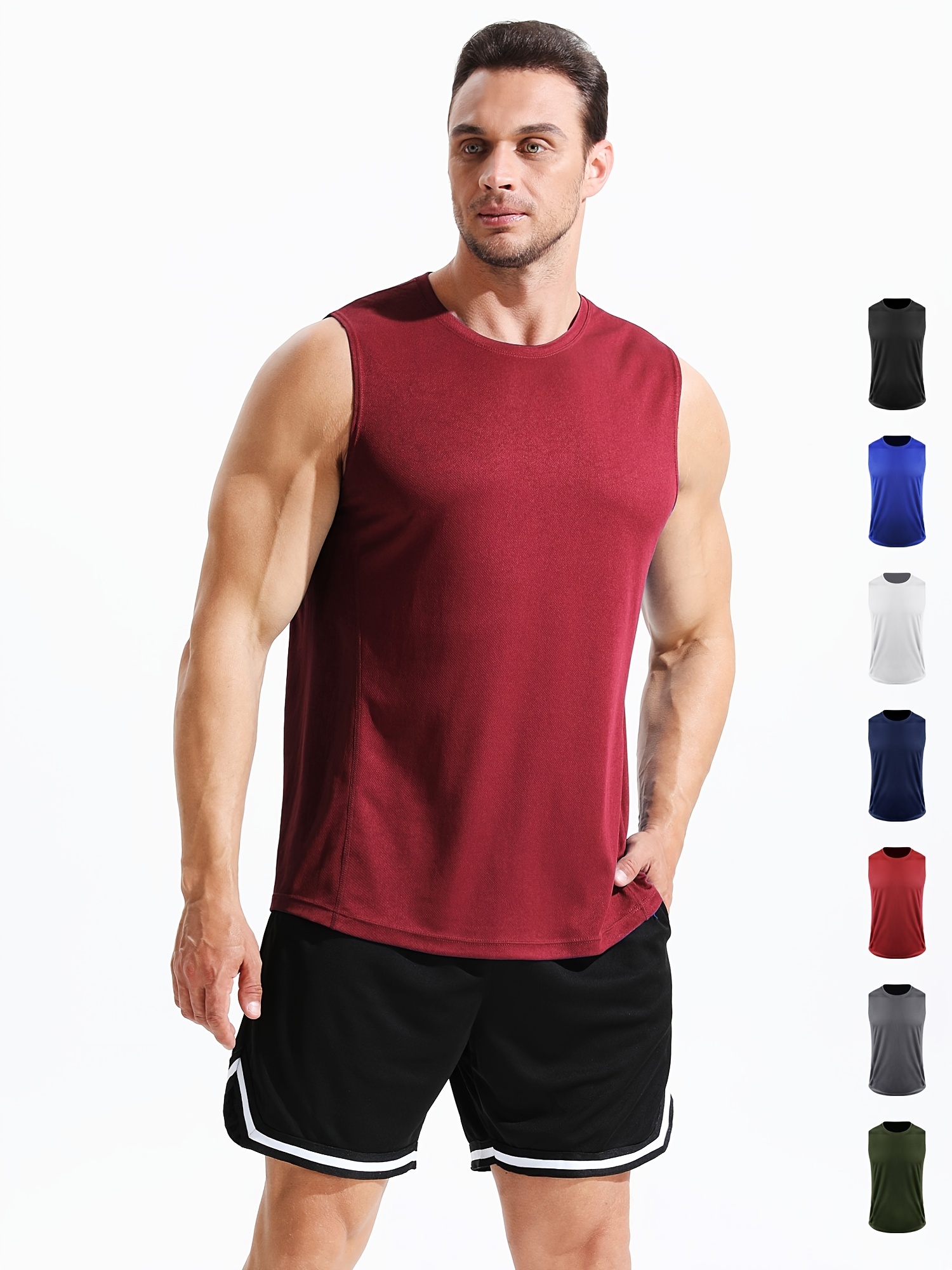CLZOUD Young La Tank Tops Men Red Male Spring Summer Vest Print Pattern  Round Neck Plus Size Comfortable Vest L 