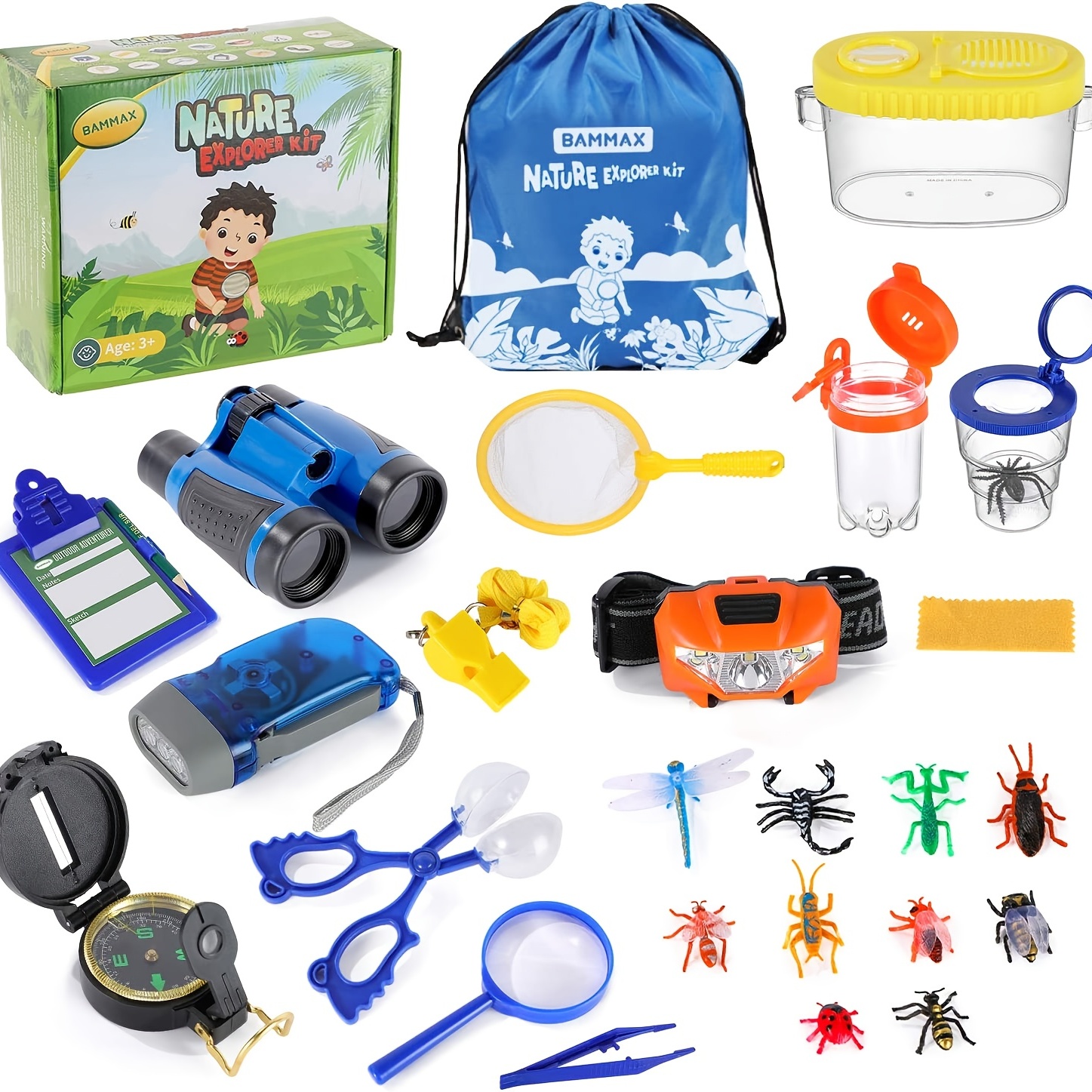 Kit explorador para exteriores y kit de atrapador de insectos con chaleco,  juguete de regalo para niños y niñas de 3, 4, 5, 6, 7, 8 años, binoculares