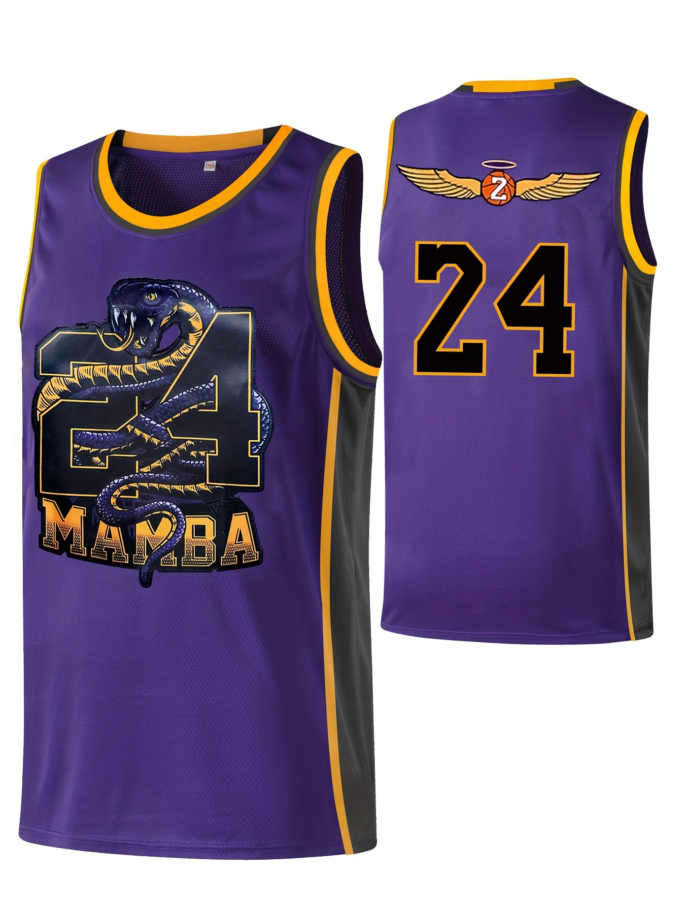 Men's Purple Embroidered Basketball Casual Jersey #24 Snake Basketball Jersey,Temu