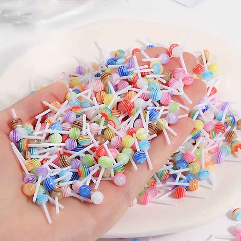 30pcs Resin Nail Charms 3d Cute Bear Lollipop Candy Jewelry For