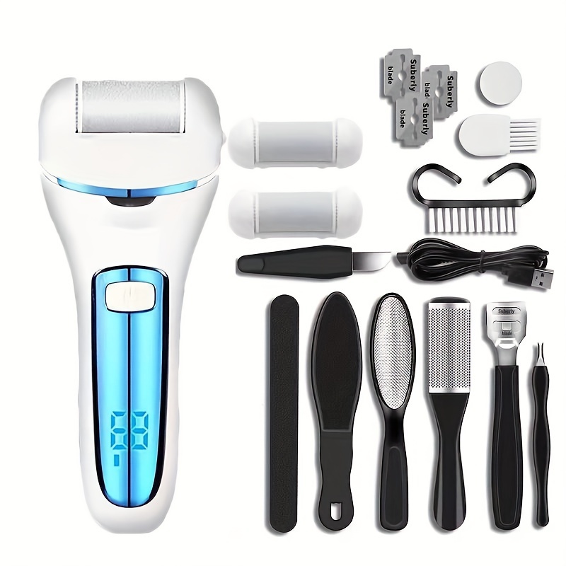 Electric Foot File Callus Remover,Cycodo 23 in 1 Professional Pedicure Tools Foot Care Kit,Electronic Pedicure Set with 3 Roller Heads,2 Speed,Remove