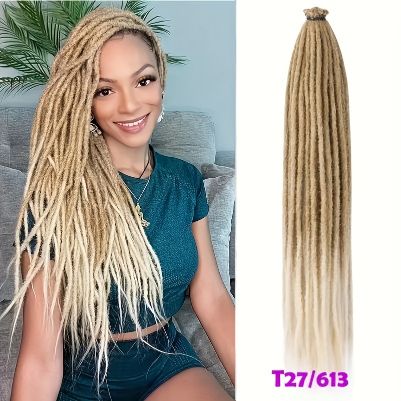 36 inch Ombre Blonde Dreadlock Extensions 10 Strands Synthetic Dreadlocks Extensions Crochet Fake Dreadlocks Hair Extensions, Human Hair Extensions