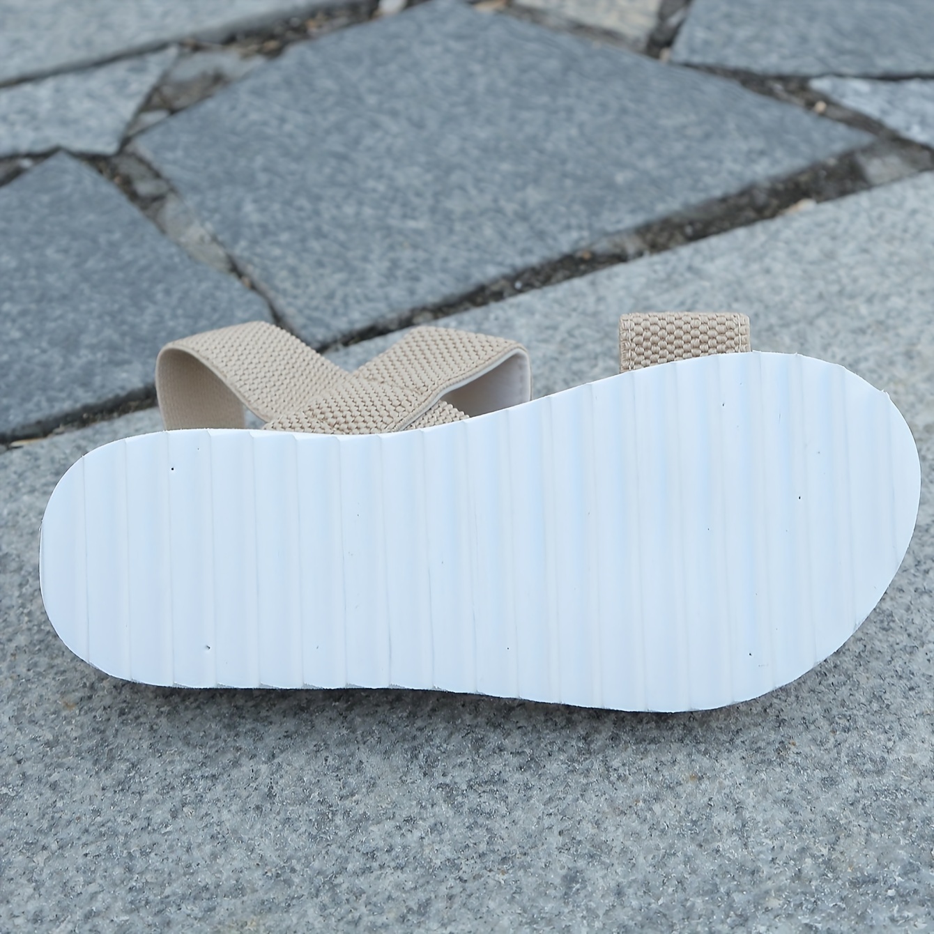 Women's Solid Color Flat Sandals Casual Elastic Band Summer - Temu