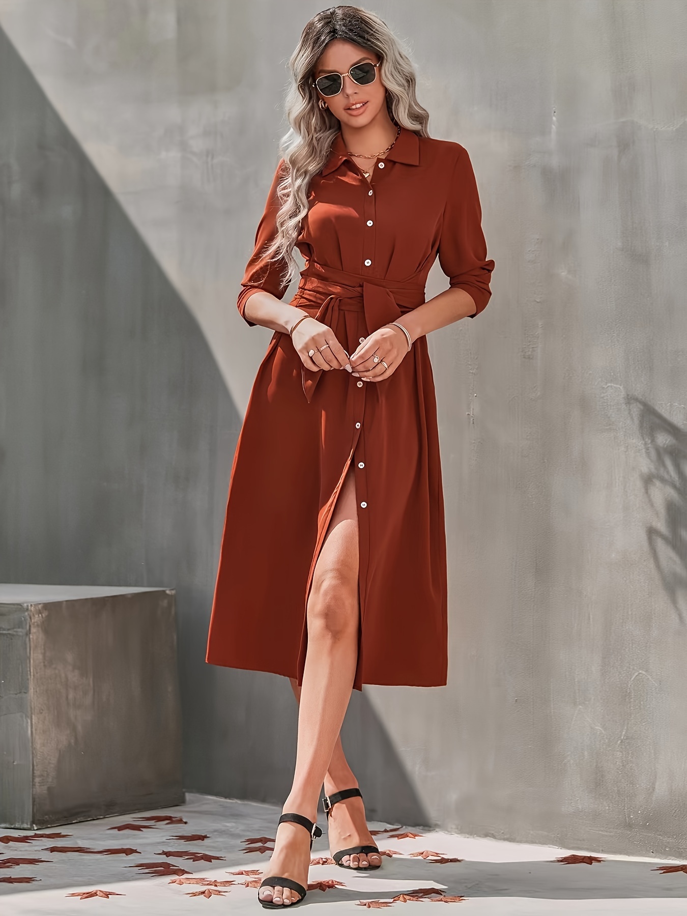 Vestido Halter Espalda Vestido Rojo Lino Zara Vestido Camisero Con - Main Image