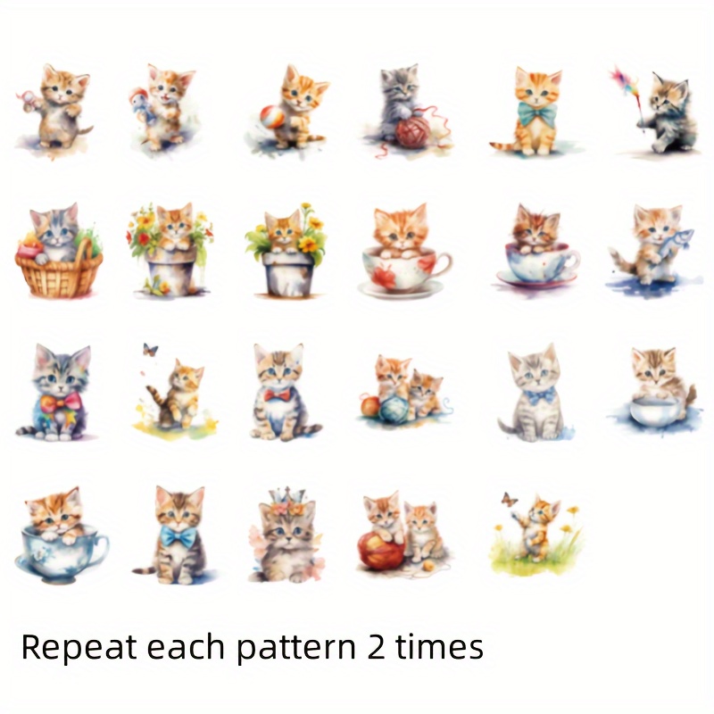 Kawaii Naughty Cat Waterproof Stickers, Funny Cat Stickers