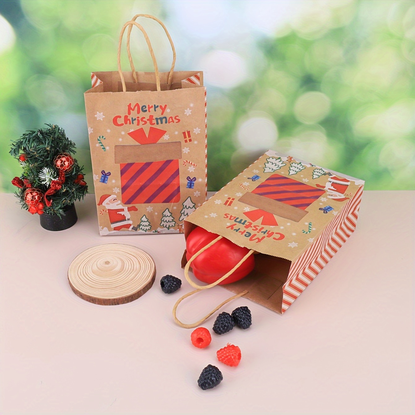 1PC sacchetto di carta Kraft rosso multicolore sacchetti di carta regalo  per feste di natale matrimonio