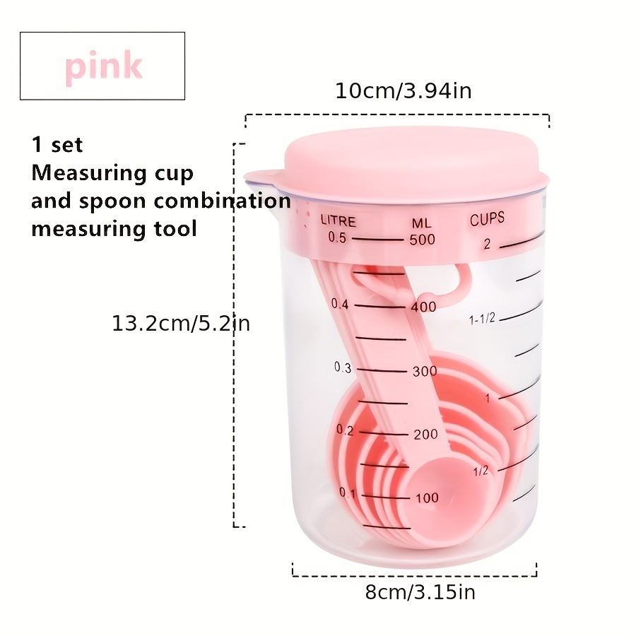 Measuring Cups And Measuring Spoons Set, Plastic Measuring Cup And Measuring  Spoons Set With Scale, Tablespoon, Teaspoon, Plastic Measuring Spoons And  Measuring Cup For Kitchen Baking Cooking, Kitchen Stuff, - Temu