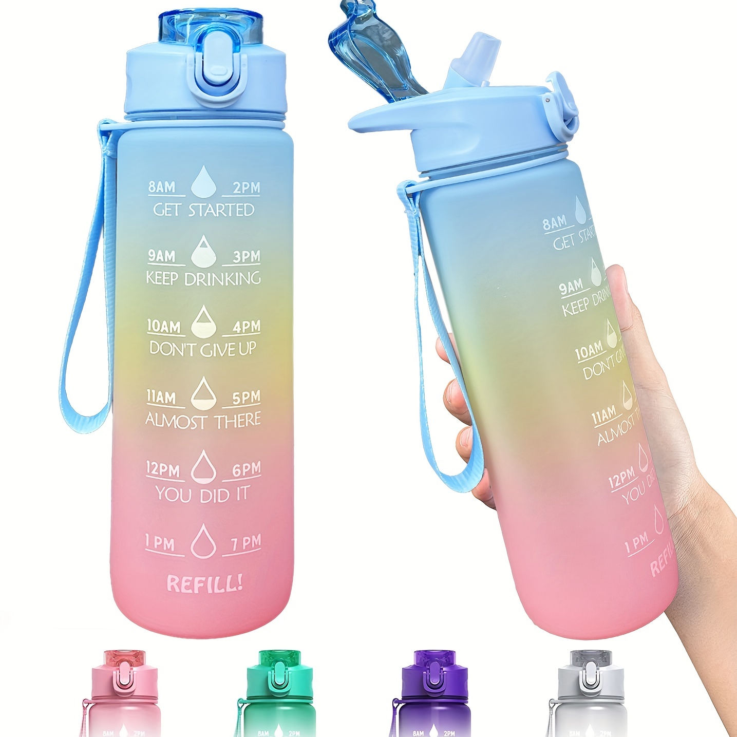 BEST Water Bottle with Straw, 32 Oz LEAK PROOF HIGH QUALITY WITH STRAP,  GIFTS