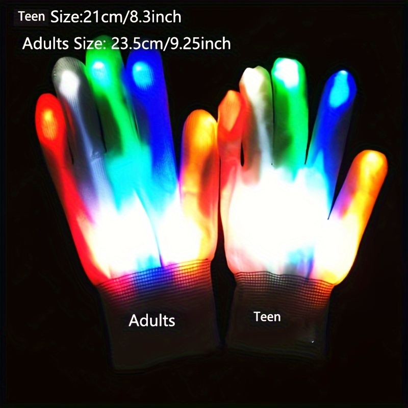 1 par de guantes LED, guantes LED para dedos, luces intermitentes cálidas,  luces coloridas para adultos, Halloween, Navidad, regalos de cumpleaños,  guantes brillantes para adul