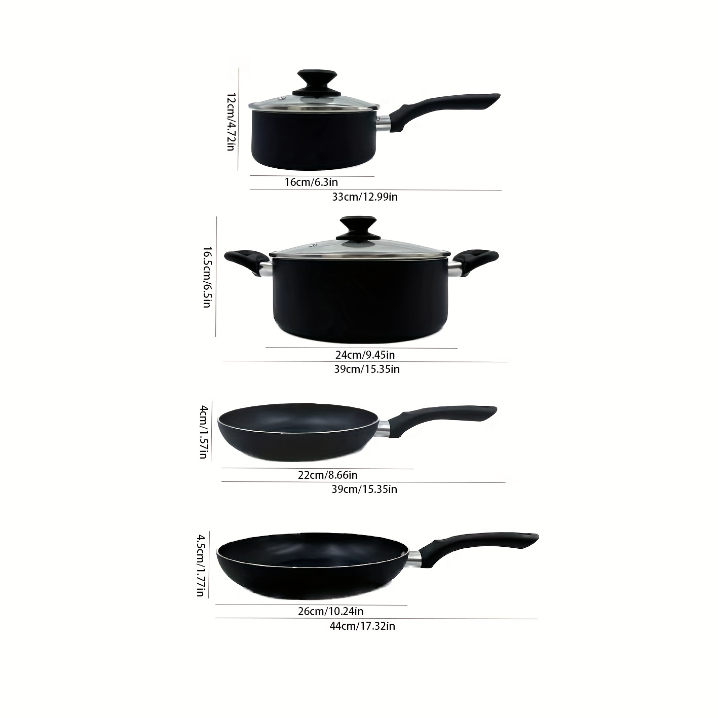 STOCK POT WITH LID, BLACK - 24CM, Healthy Ceramic Nonstick Cookware