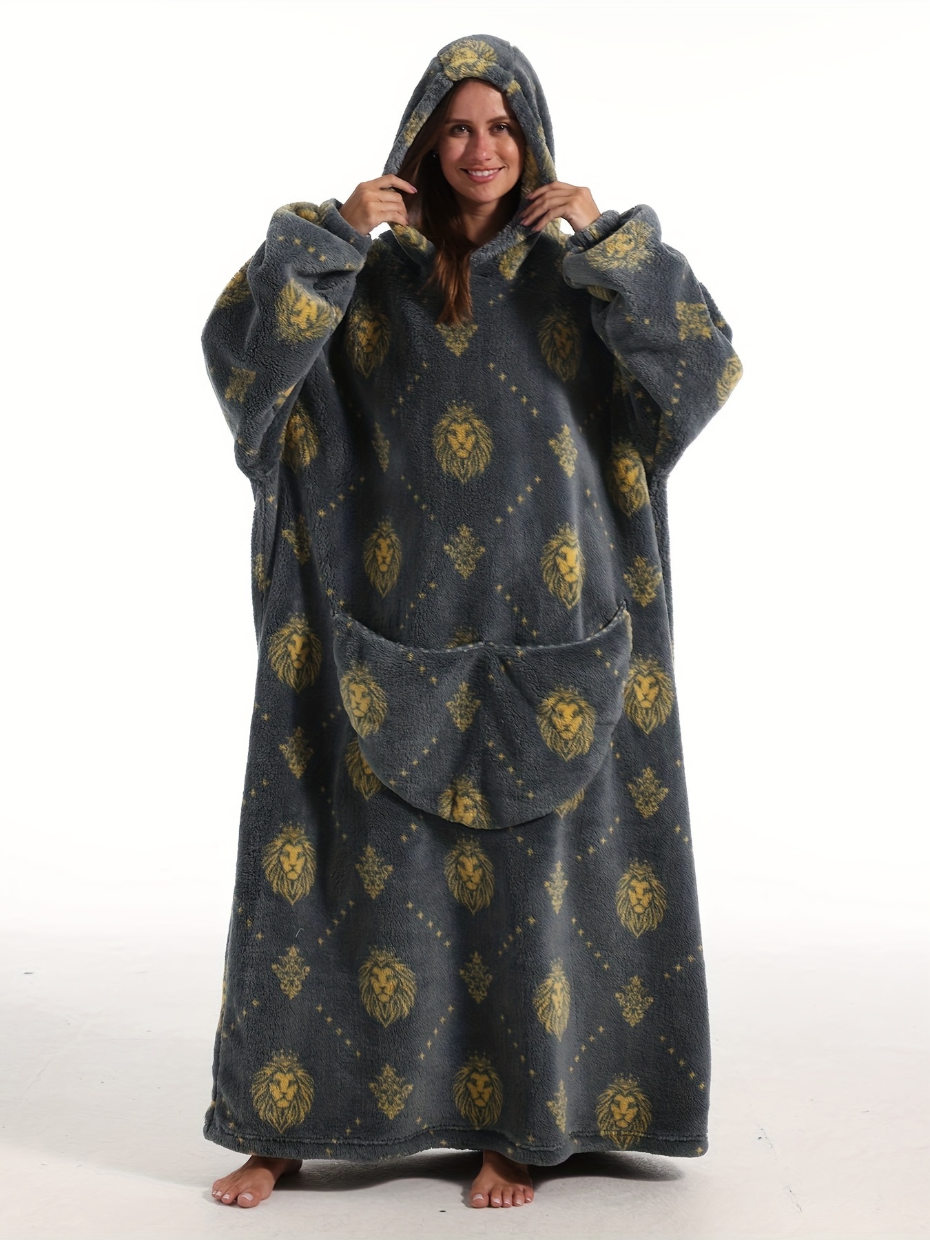 Plus Size Flannel Blanket Hooded Fluffy Nightgowns Women's - Temu