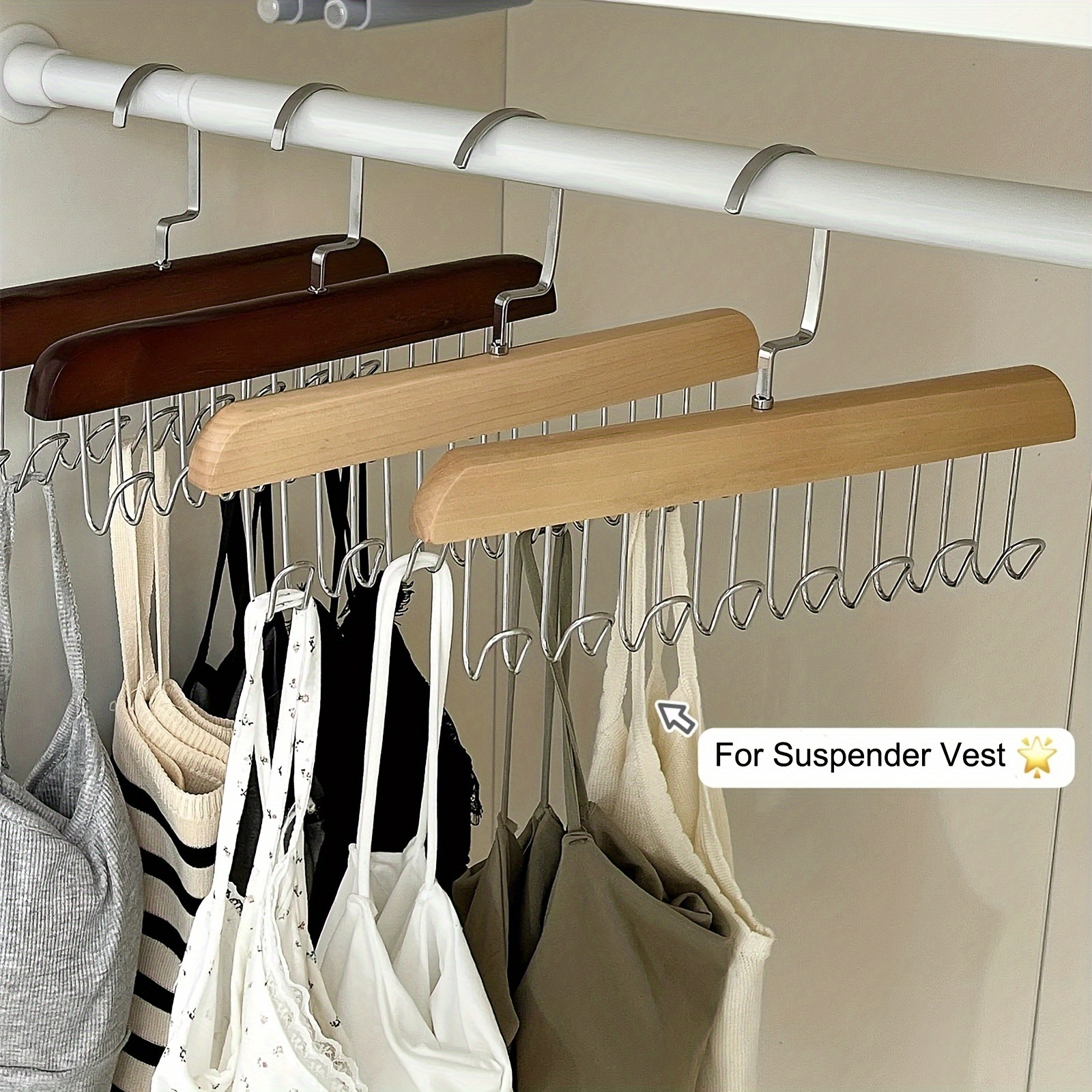  2 Pieces Space Saving Bra Organizer with Wood Tank Top Hanger  Closet Organizer Hangers Natural Wood Bra Holder Hanger Closet Organizer  and Storage Rack for Bras, Tank Tops, Camisoles : Home