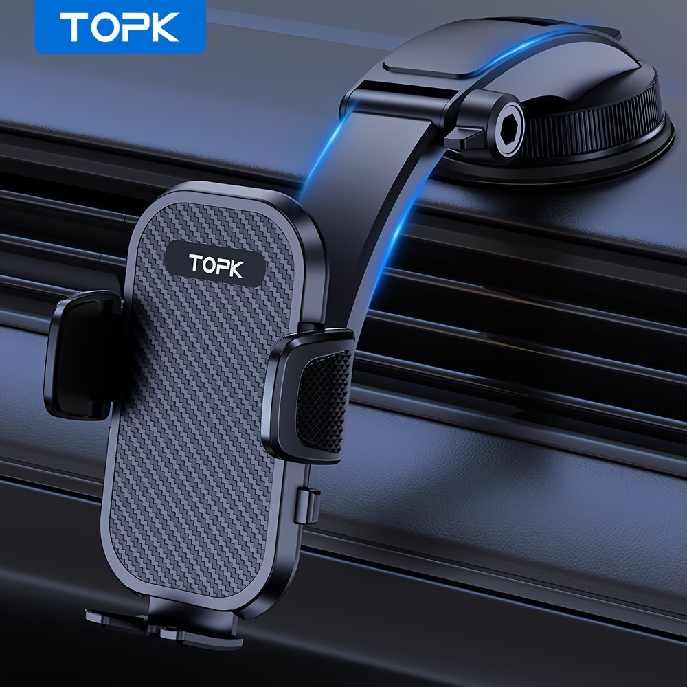 TOPK Phone Holder For Car Dashboard, Upgraded Adjustable Horizontally And  Vertically Cell Phone Mount For Car Dashboard Compatible With All Phones
