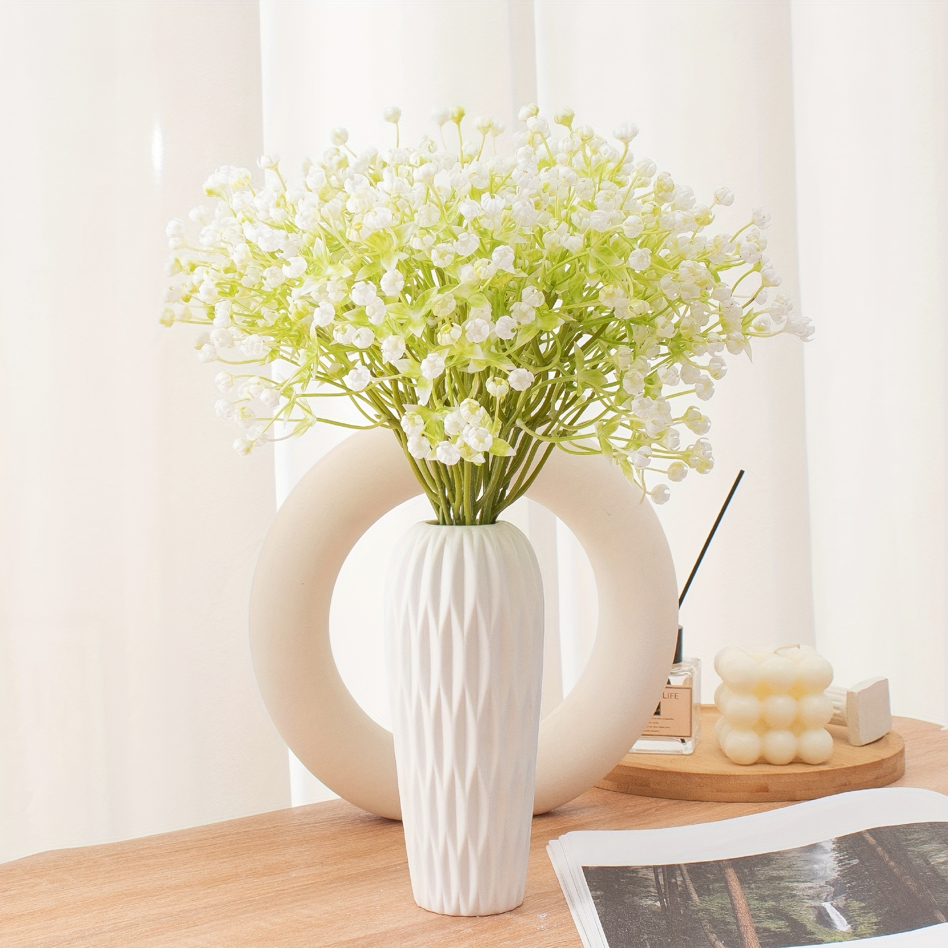 Artificial Flowers Covered With Baby's Breath real Touch For - Temu