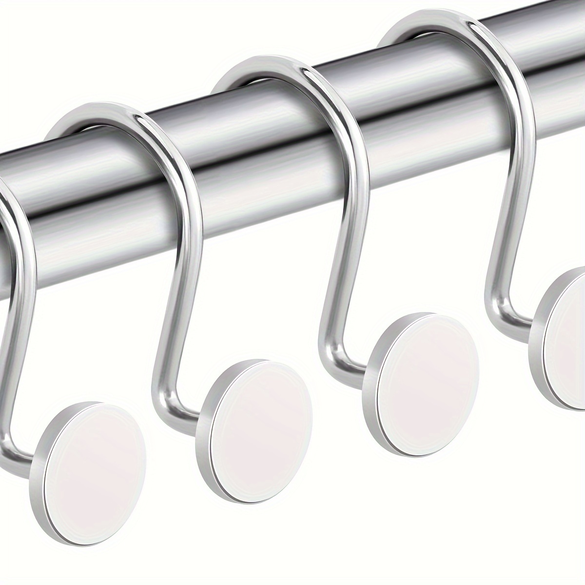For Living Roller Design Shower Curtain Metal Hooks, Chrome, 12-pk