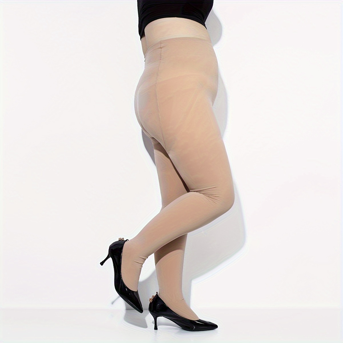 Plus Size Casual Pantyhose Women's Plus Solid Stirrup High - Temu