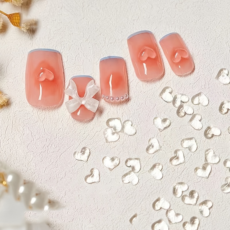 Nail Transparent Heart Parts, Resin Nail Art Decoration