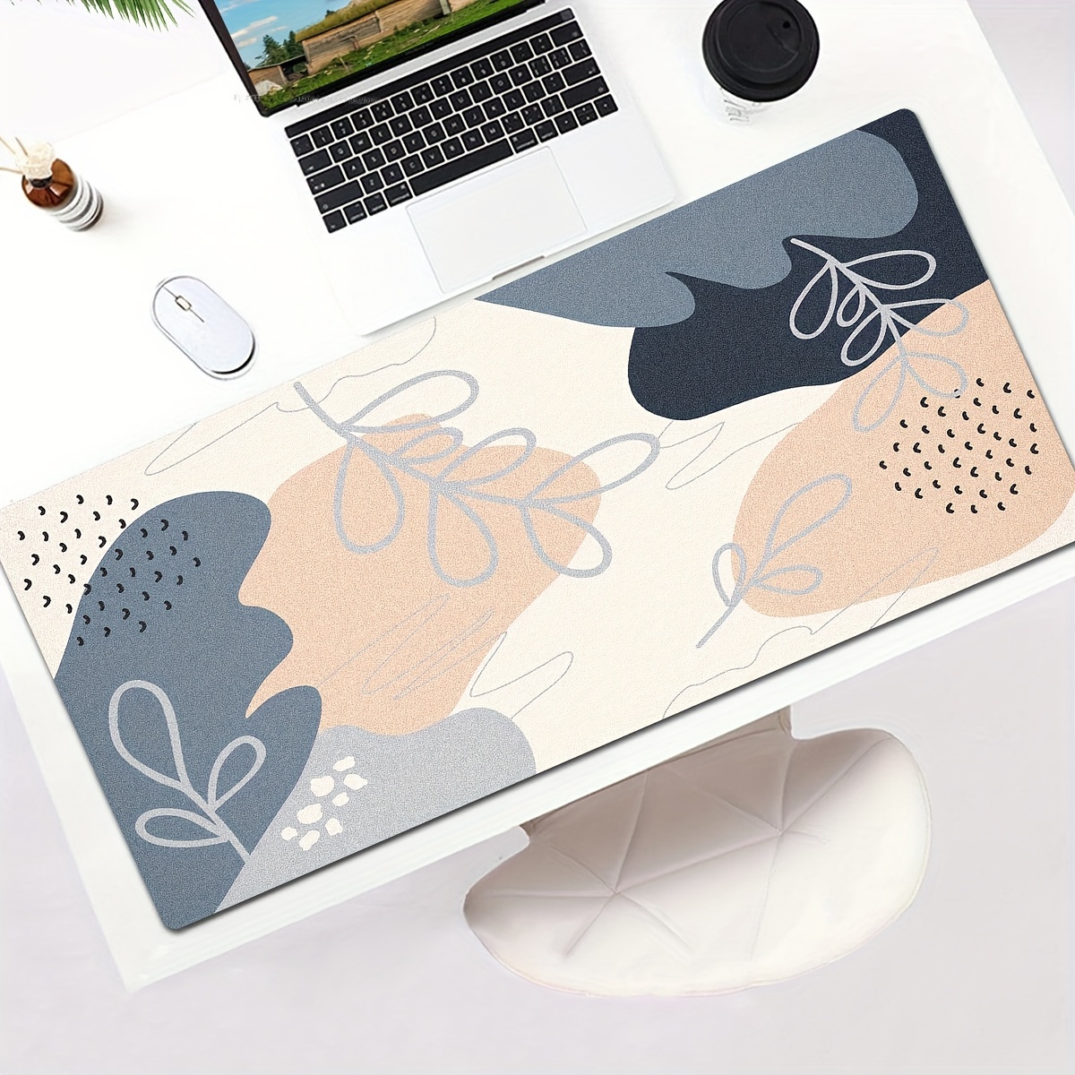 Xxl Cute Desk Mat Modern Abstract Design Non slip Rubber - Temu