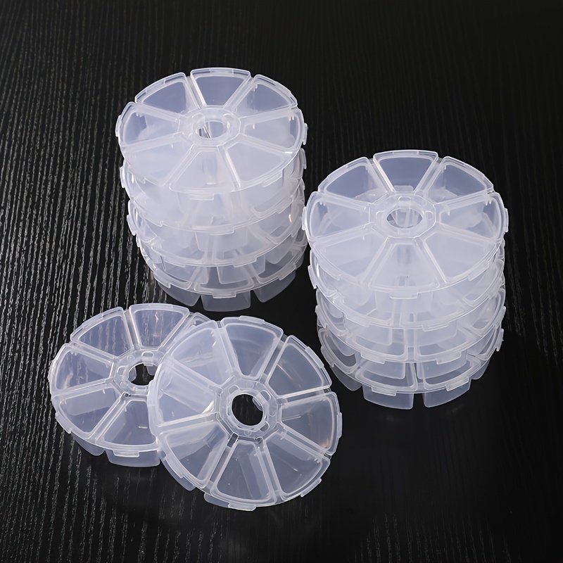 8 Compartments Plastic Box Clear Round Shaped Container Box - Temu