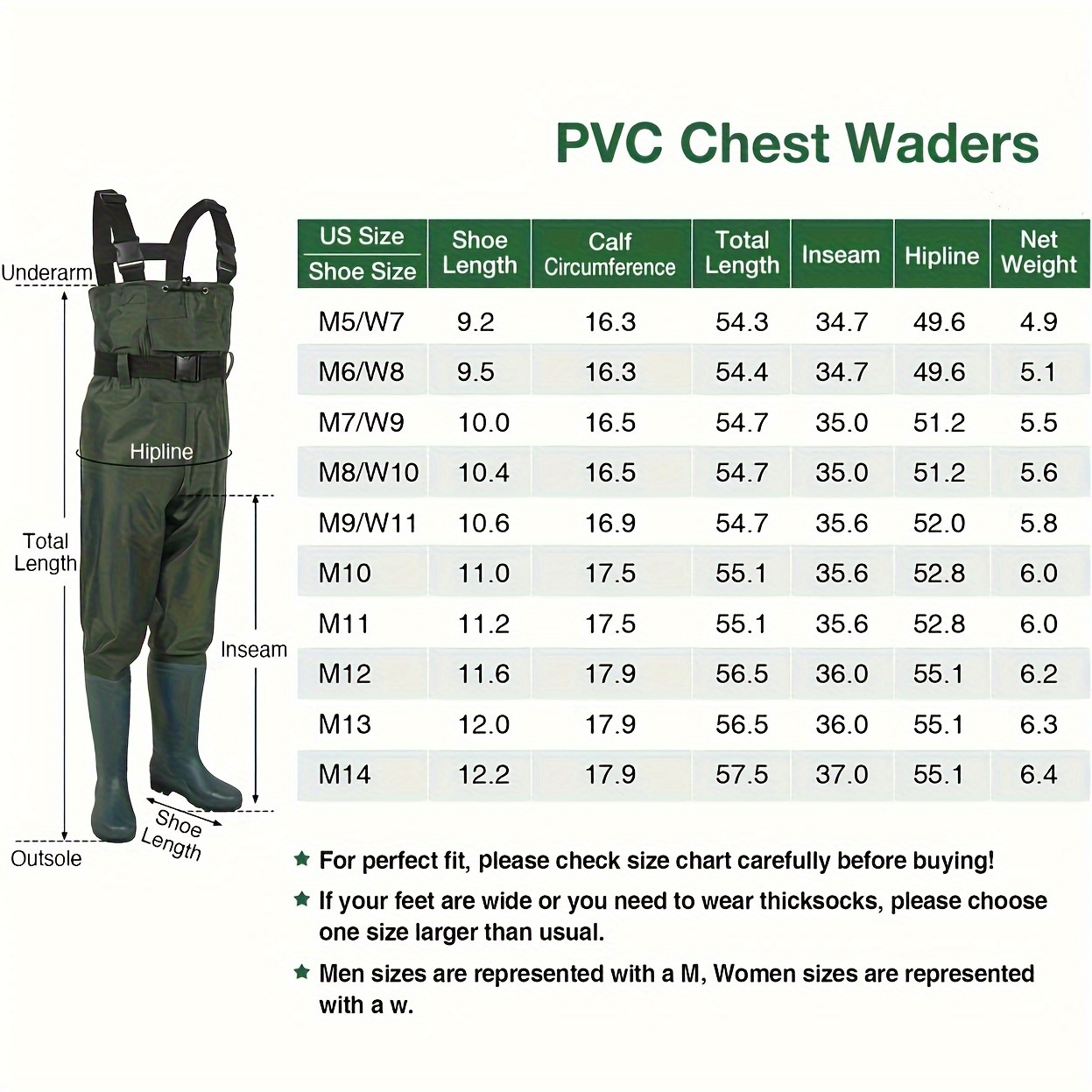 Waiters for Men Fishing Waiter with Boots Waterproof Overall Chest