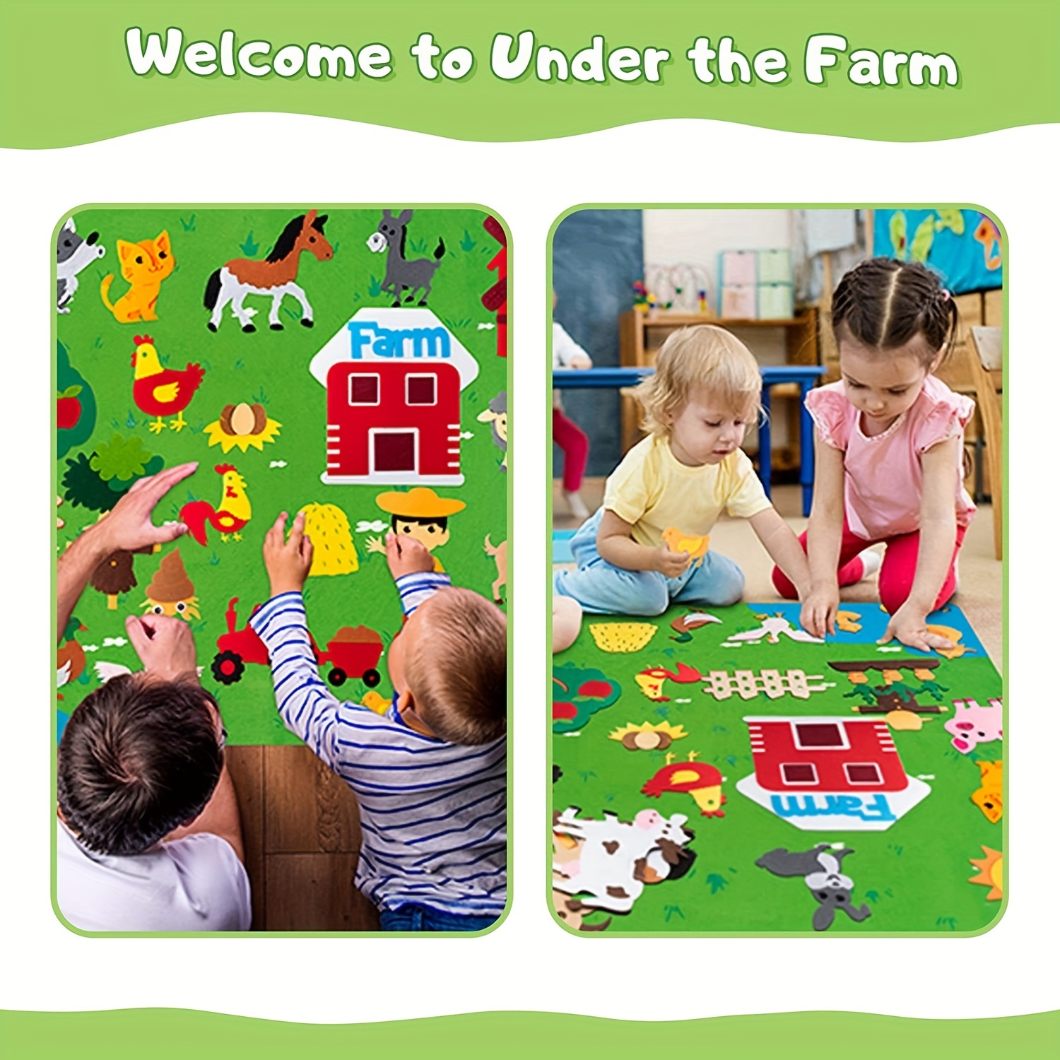 HomeMall 40Pcs Farm Animals Felt Story Board Set, 3.5 Ft Toddlers Preschool  Farmhouse Themed Early Learning Storytelling Flannel Board - Barnyard