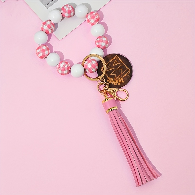 Mama Silicone Beaded Bracelet Keychain Tassel Key Ring Purse Bag Backpack  Car Charm Earphone Accessory Friends Mom Gift - Temu