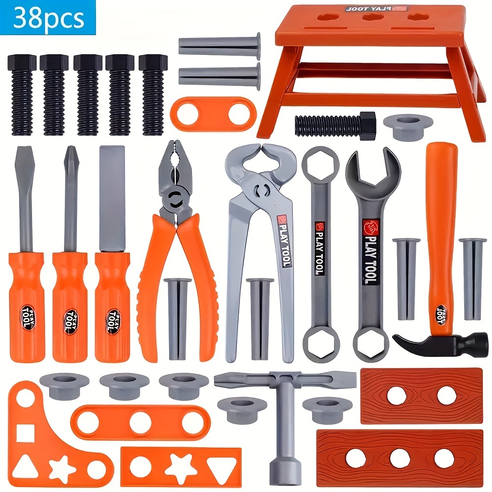 38 PCS Kids Tool Set with Hammer & Screwdriver Pretend Play Construction Toy
