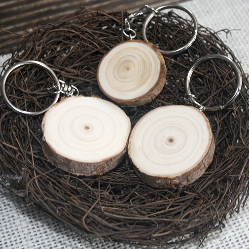 Wooden Blank Keychain For Men Circular Wood Chip Keychain - Temu