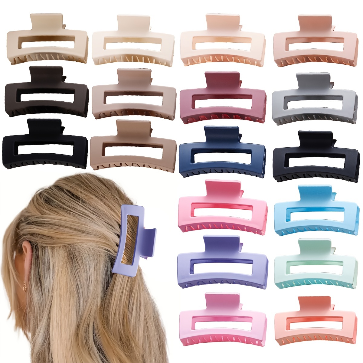 6 piezas Pinzas grandes para el pelo brillante cuadrado clips, Moda de  Mujer