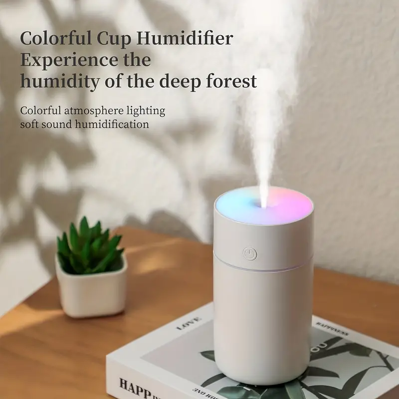 1pc 230ml colorful portable mini air humidifier with ultrasonic cool mist for bedroom car office cordless and super quiet with 1200mah battery details 7