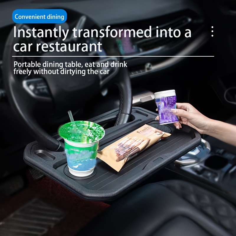 Plateau de voiture multifonctionnel pour la nourriture, support pour les  boissons, Table en bois dans la voiture, Table pour le volant pour la  nourriture, pour ordinateur portable. -  France