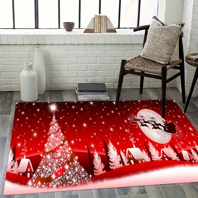 Christmas Area Rugs Santa Presents And Sleigh Rug Golden - Temu