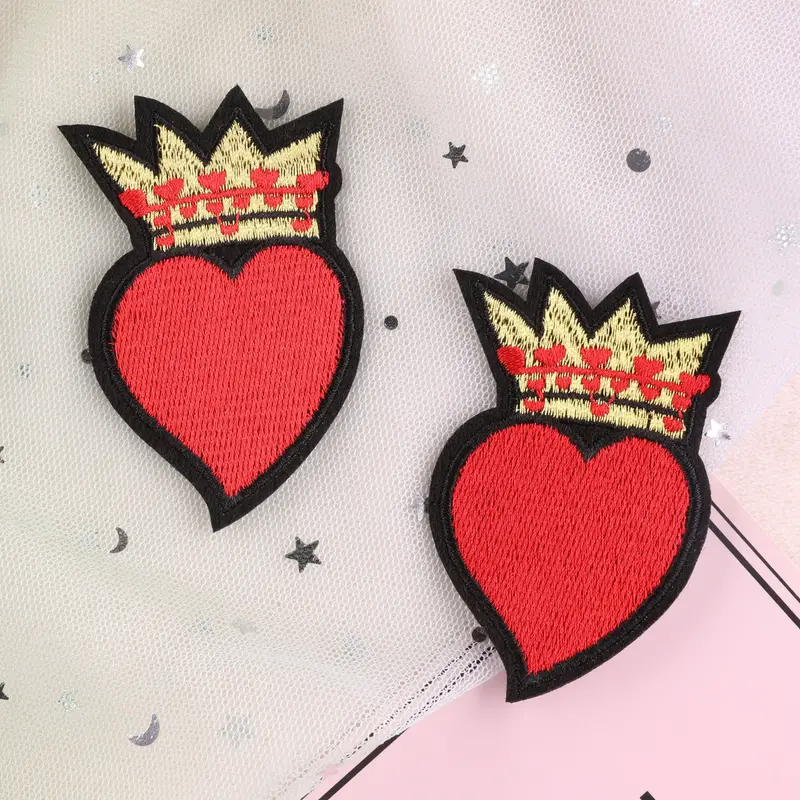 Embroidered Heart Crown Cartoon Patches Iron On Patches For - Temu