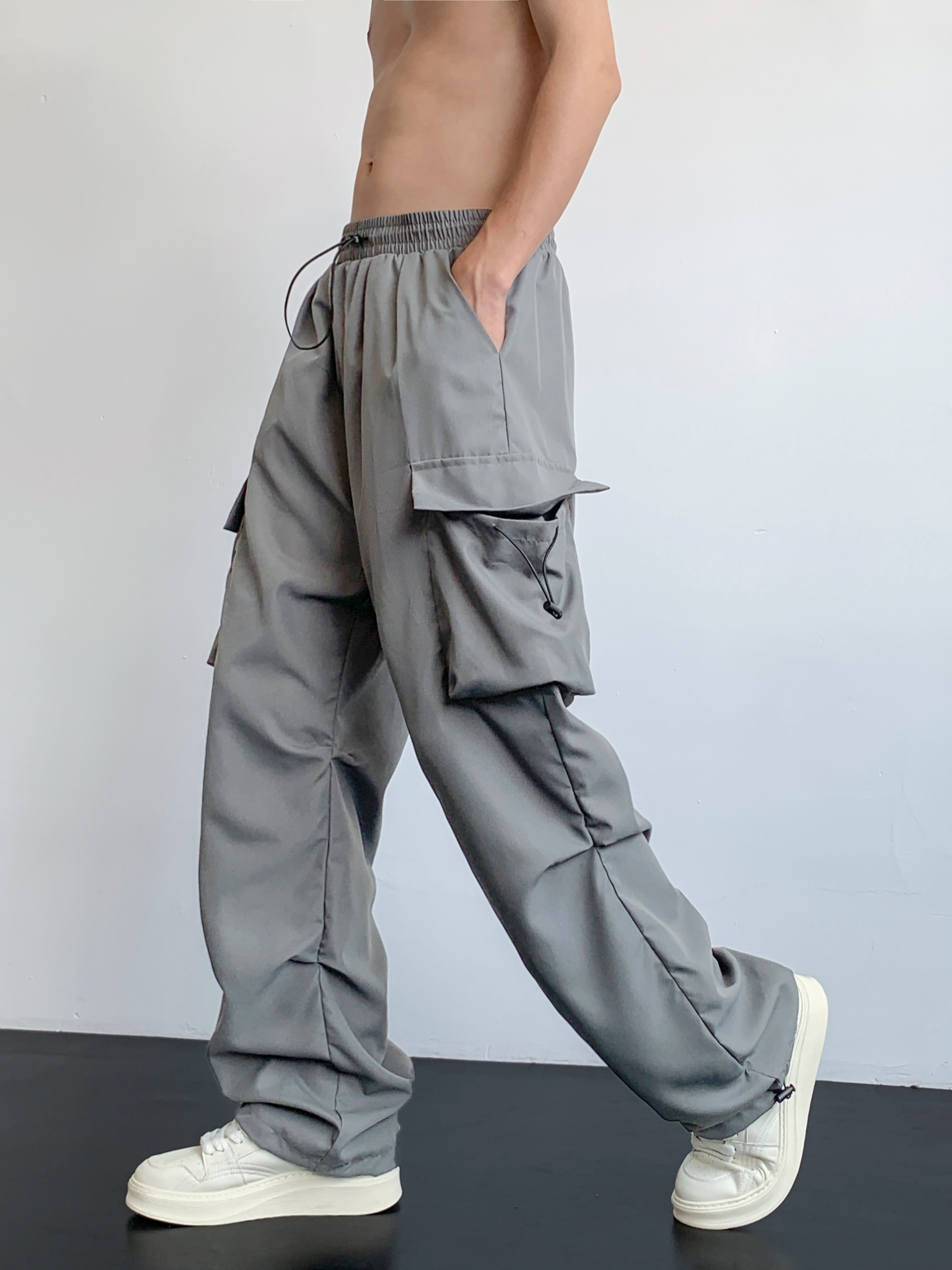 Men Cargo Pants Leisure Loose Baggy Long Multi-pockets Hip Hop