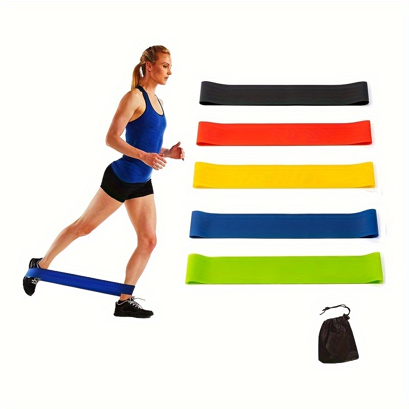 5PCS Sports Exercise Resistance Loop Bands Set Elastic Band Set with Carry  Bag for Yoga Home Gym Training 