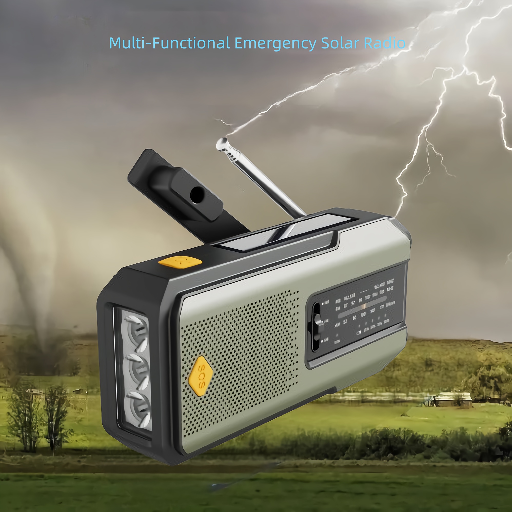 AM FM SW1 SW2 Radio multibanda Radio de emergencia multifuncional para  exteriores Radio portátil con manivela de mano con energía solar Universal  Accesorios Electrónicos