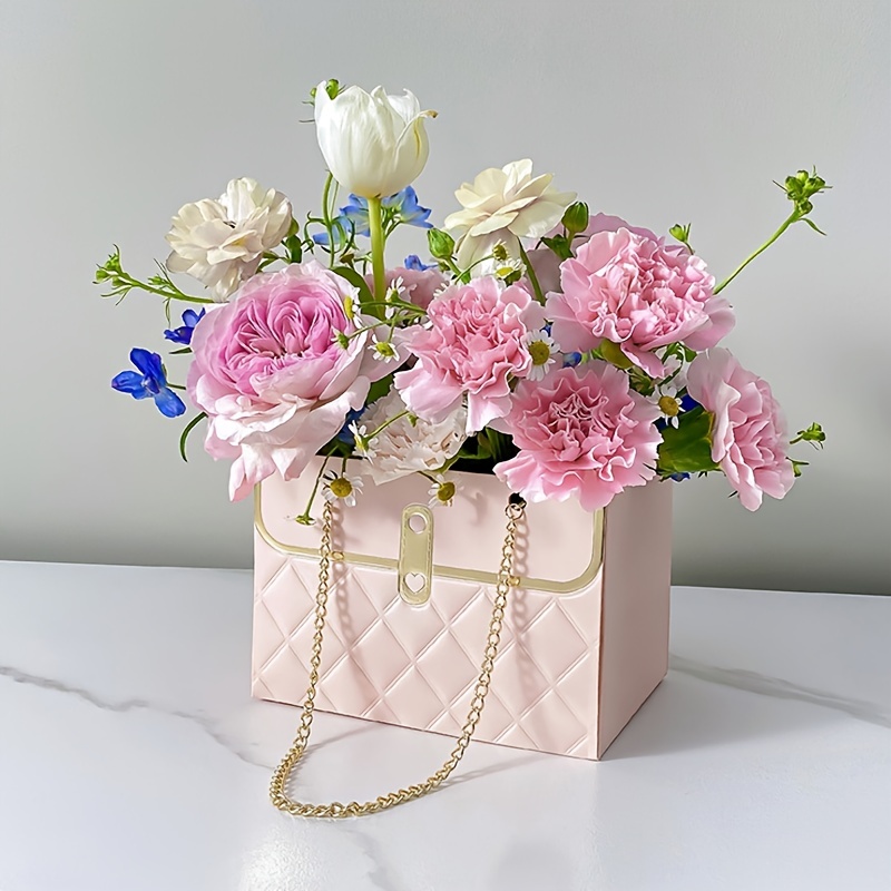 1pc Flower Paper Box Paper Flower Gift Bags With Metal Chain Bouquet  Storage Bucket Portable Handbag Bouquet Wrapping Basket For Wedding Mothers  Day - Arts, Crafts & Sewing - Temu Lithuania