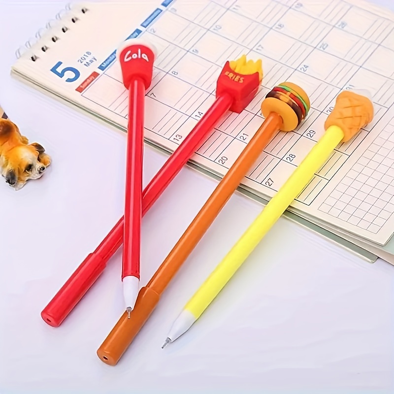 4Pcs Fun Food Gel Ink Pen,For Kids Teen Cool Novelty School Desk  Supplies,For Adult Write Note Unique Ballpoint Kawaii Pens  (Hamburger,Coke,French Fries,Popcorn) 