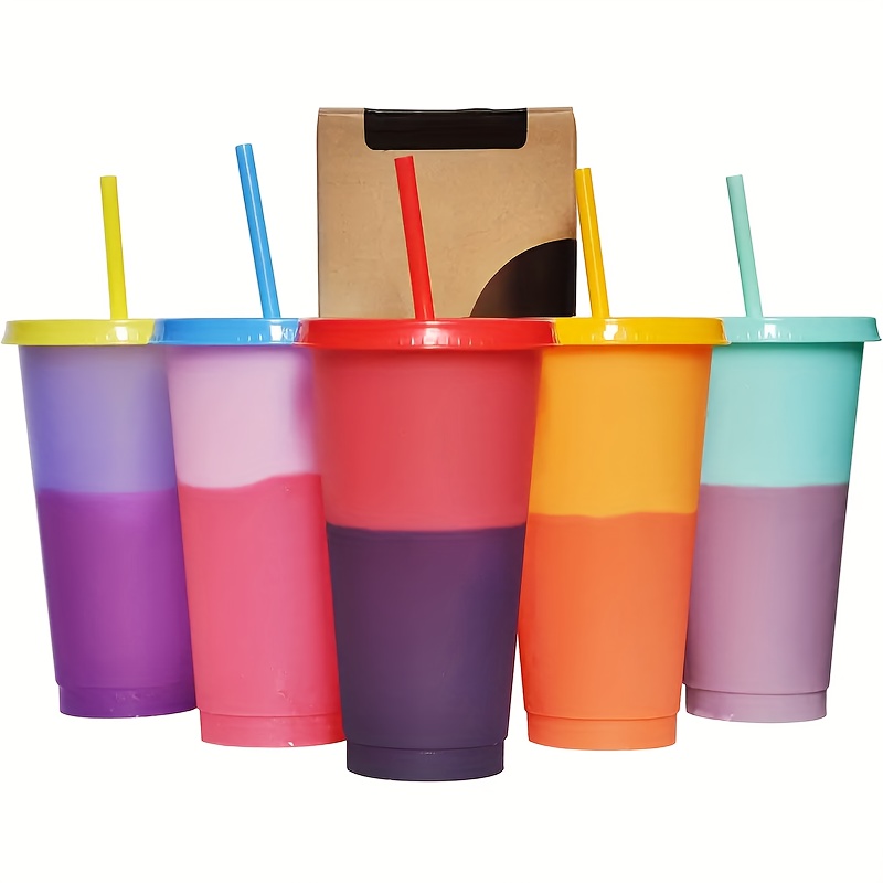 60 Pack Glitter Cups with Lids and Straws Reusable Plastic Tumblers Cute