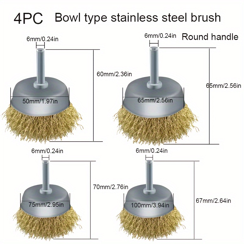 Steel Wire Brush Wheel Cup Brush Set Coarse Relief Shank - Temu