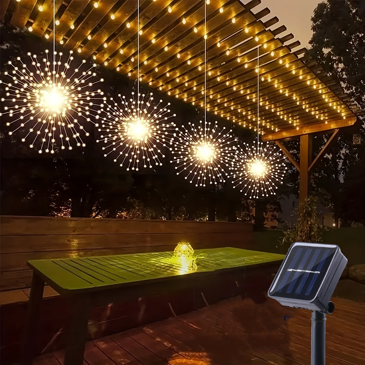 Guirlande lumineuse en forme de feu d'artifice à énergie solaire
